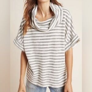 E9-  Anthropologie T.LA Sweater Medium Striped Cowl Neck